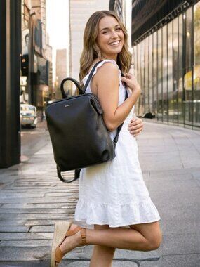 MATT & NAT Vegan Leather Backpack Vignelli Dwell Zip Around Handbag Unisex FLAW